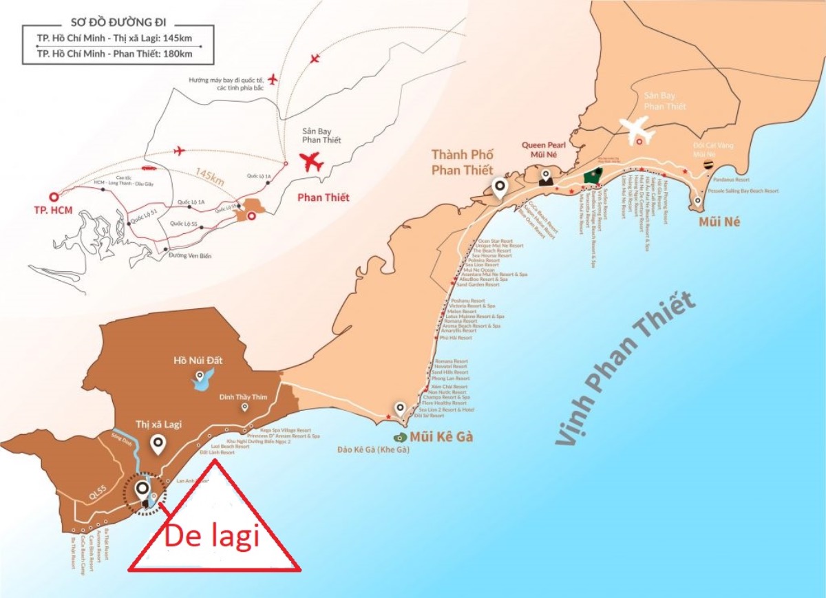 Vị trí De Lagi Bình Thuận trên bản đồ khu vực