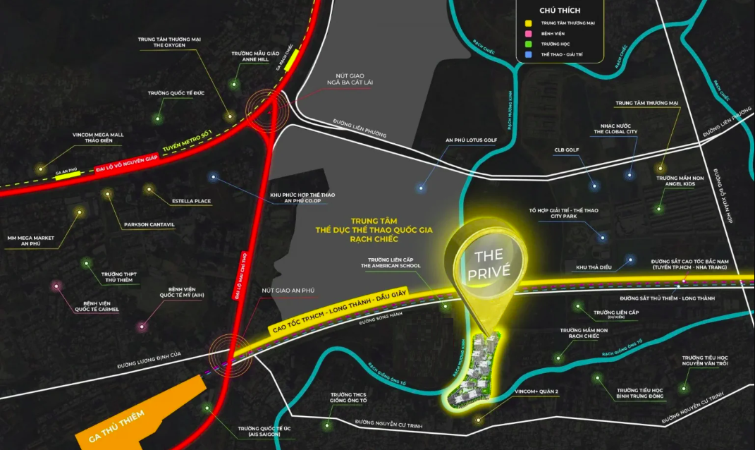 VỊ TRÍ DỰ ÁN CĂN HỘ THE PRIVE ĐẤT XANH QUẬN 2