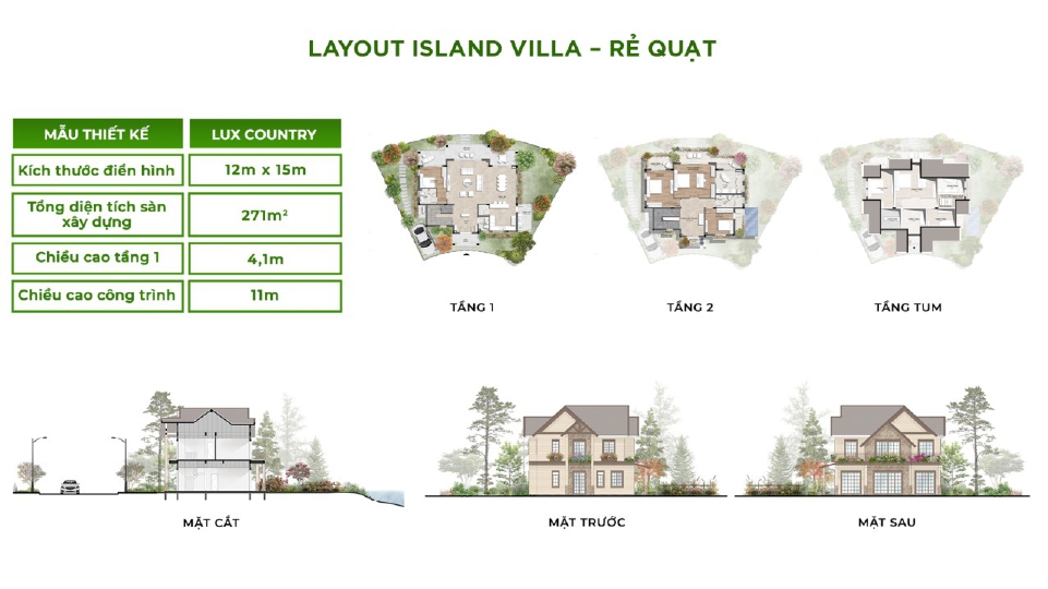 Biệt thự đơn lập Retreat Island rẻ quạt