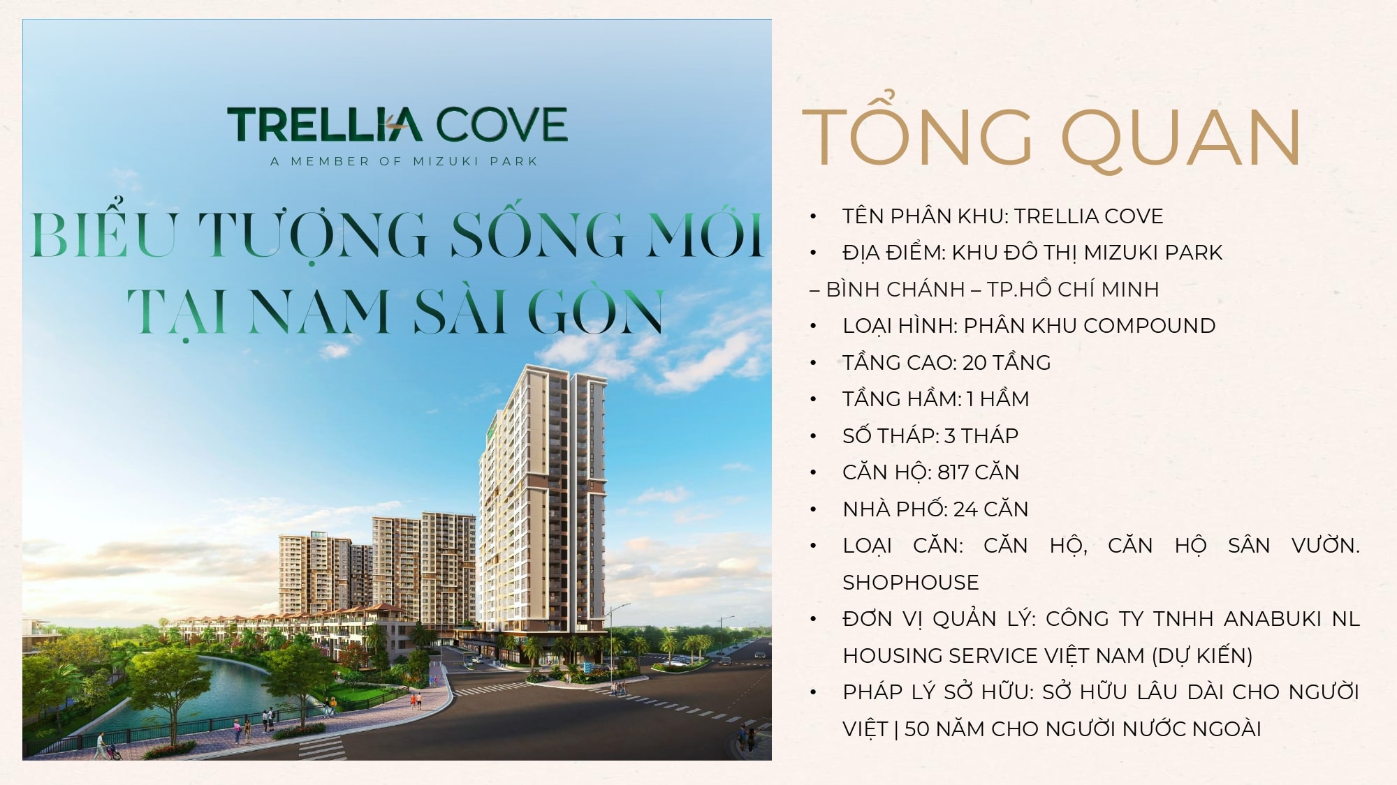 TỔNG QUAN CHUNG TRELLIA COVE NAM LONG