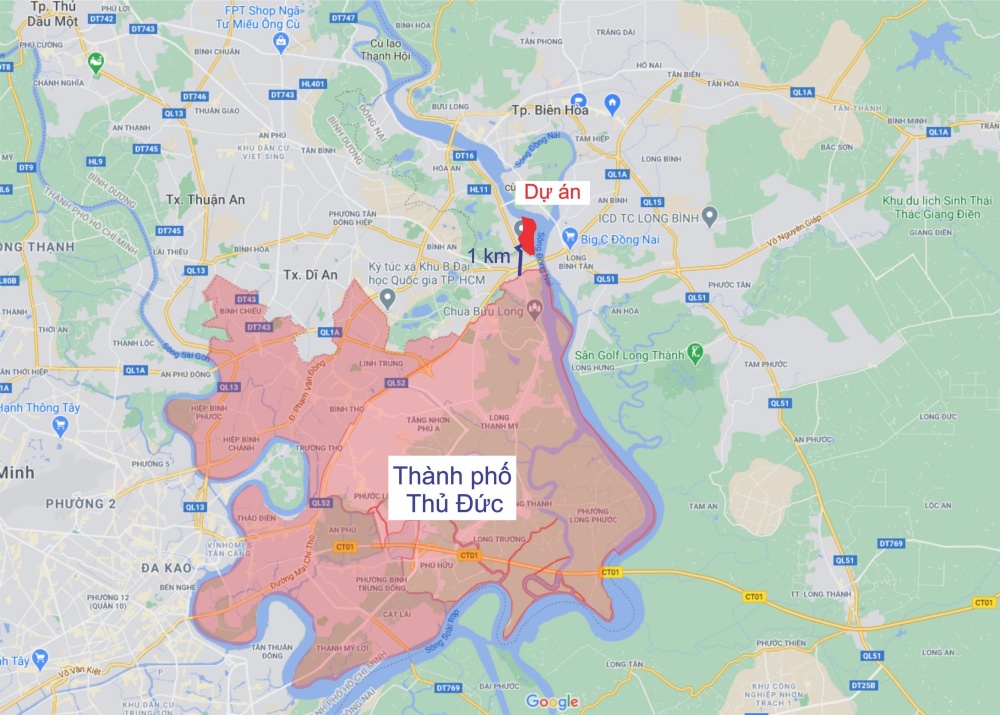 Vị trí dự án Cù Lao Tân Vạn