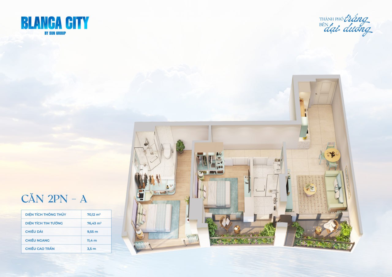 CĂN HỘ 2 PHÒNG NGỦ – TYPE A