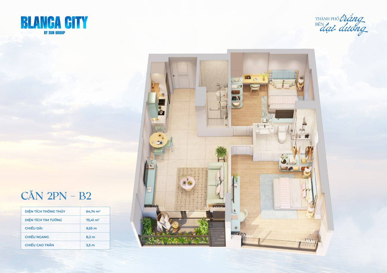 CĂN HỘ 2 PHÒNG NGỦ – TYPE zb2