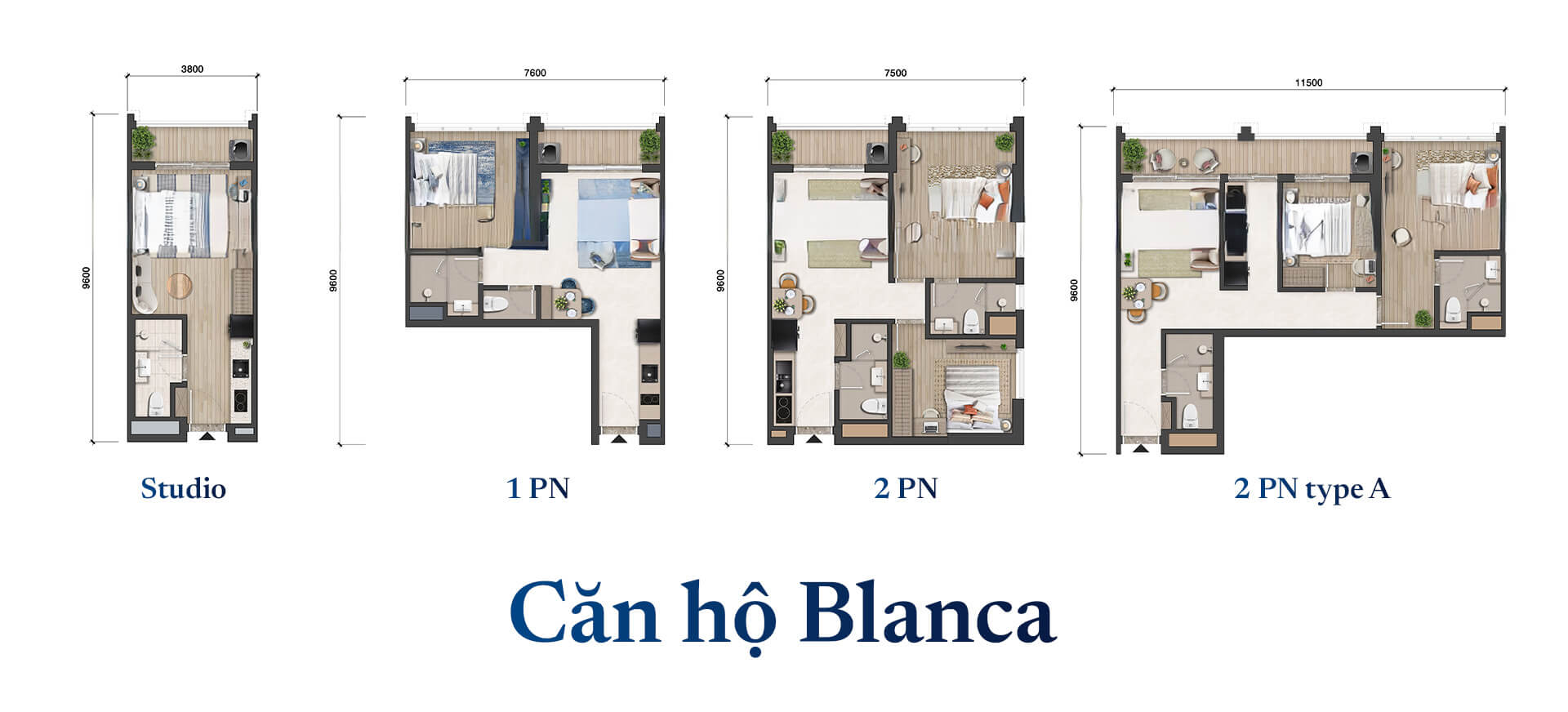 THÔNG SỐ THIẾT KẾ CÁC LOẠI CĂN HỘ TẠI THÁP B6 & B7 – BLANCA CITY