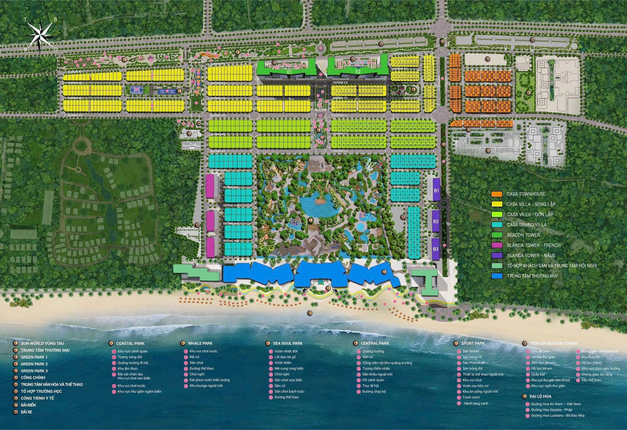 Mặt bằng các phân khu của Blance City