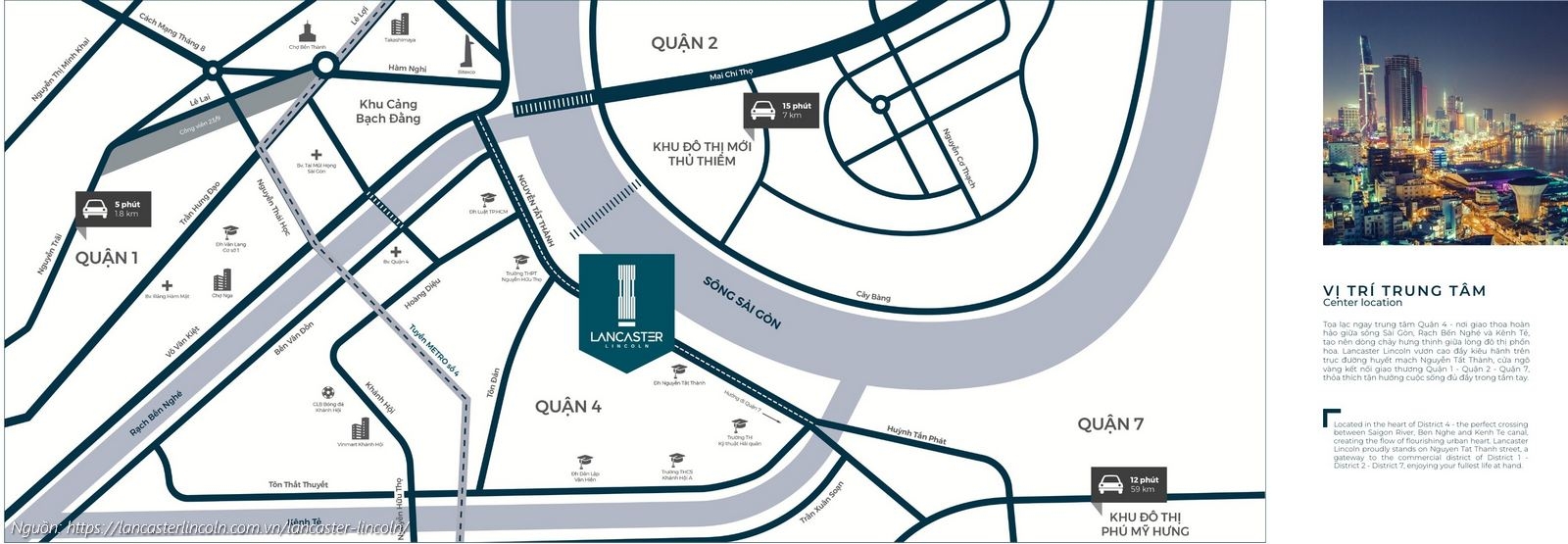 Vị trí dự án căn hộ chung cư Lancaster Lincoln Quận 4, đường Nguyễn Tất Thành