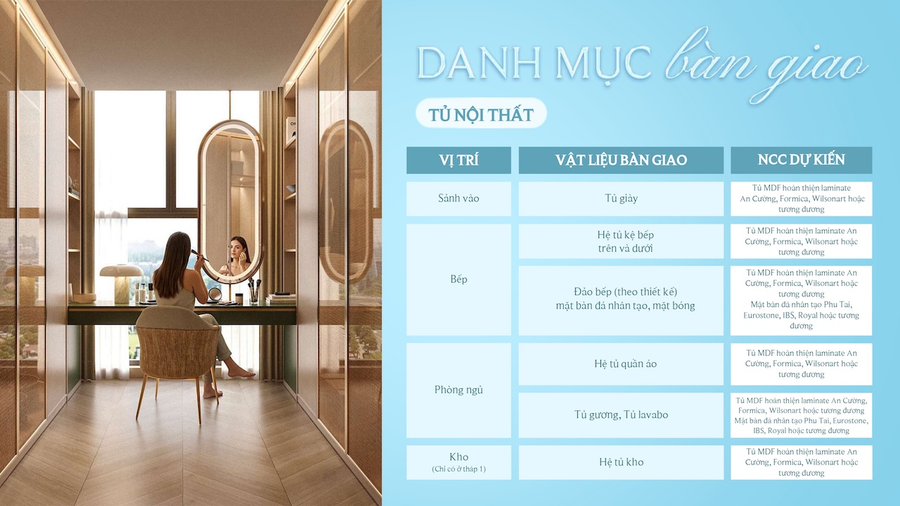 VẬT LIỆU BÀN GIAO CĂN HỘ PALM RIVER QUẬN 2