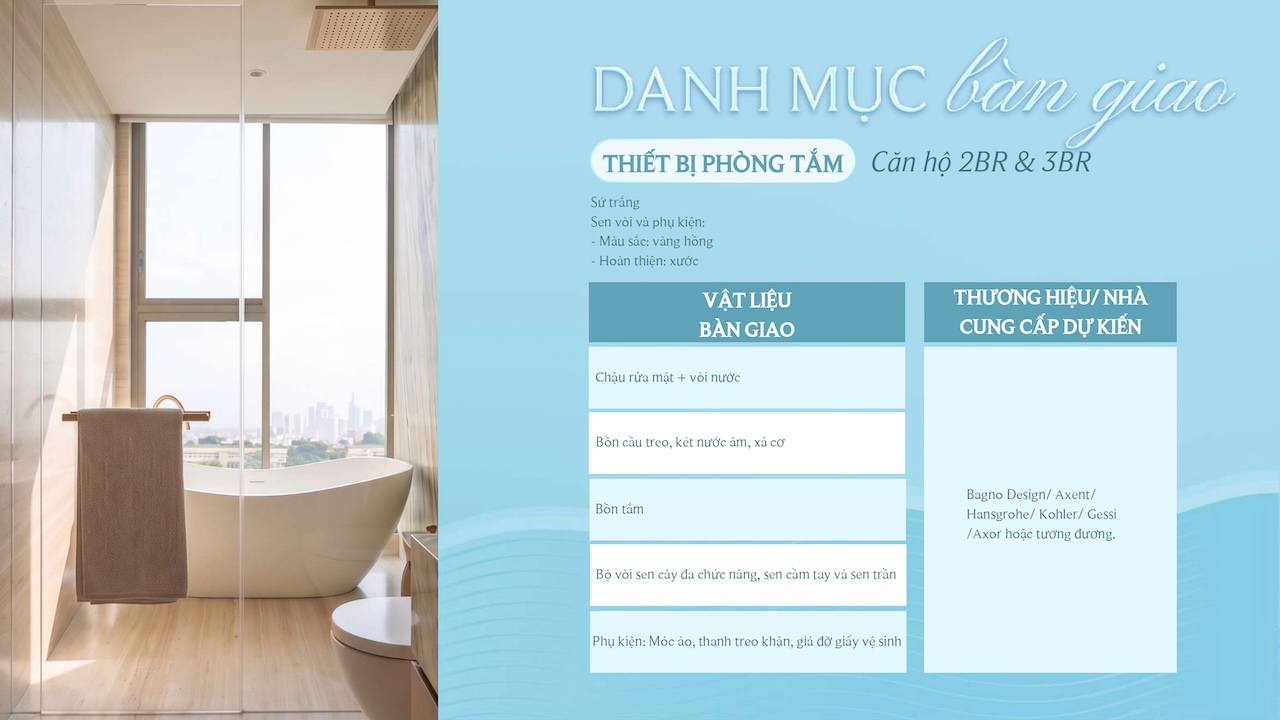 VẬT LIỆU BÀN GIAO CĂN HỘ PALM RIVER QUẬN 2